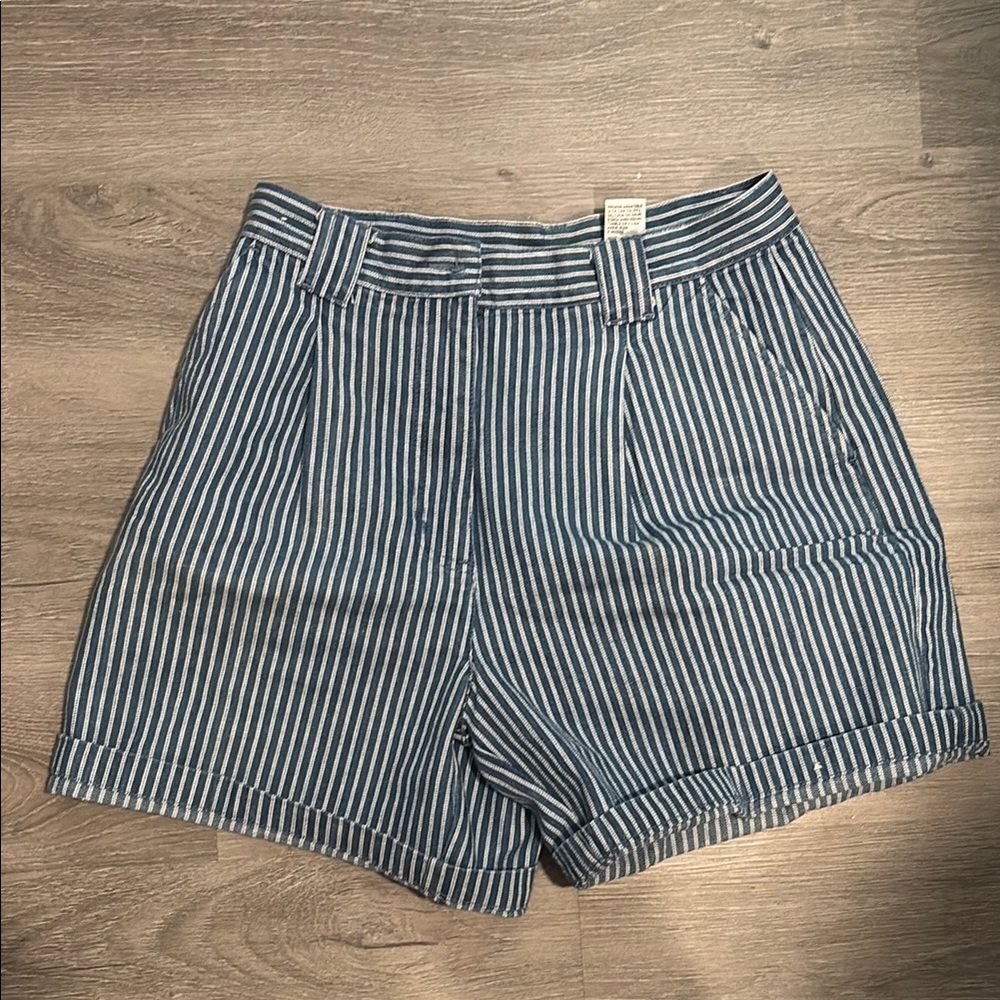 Striped Blue Jean Women's Shorts